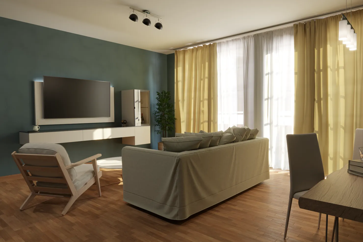 Home staging del comedor de una vivienda, renders 3d